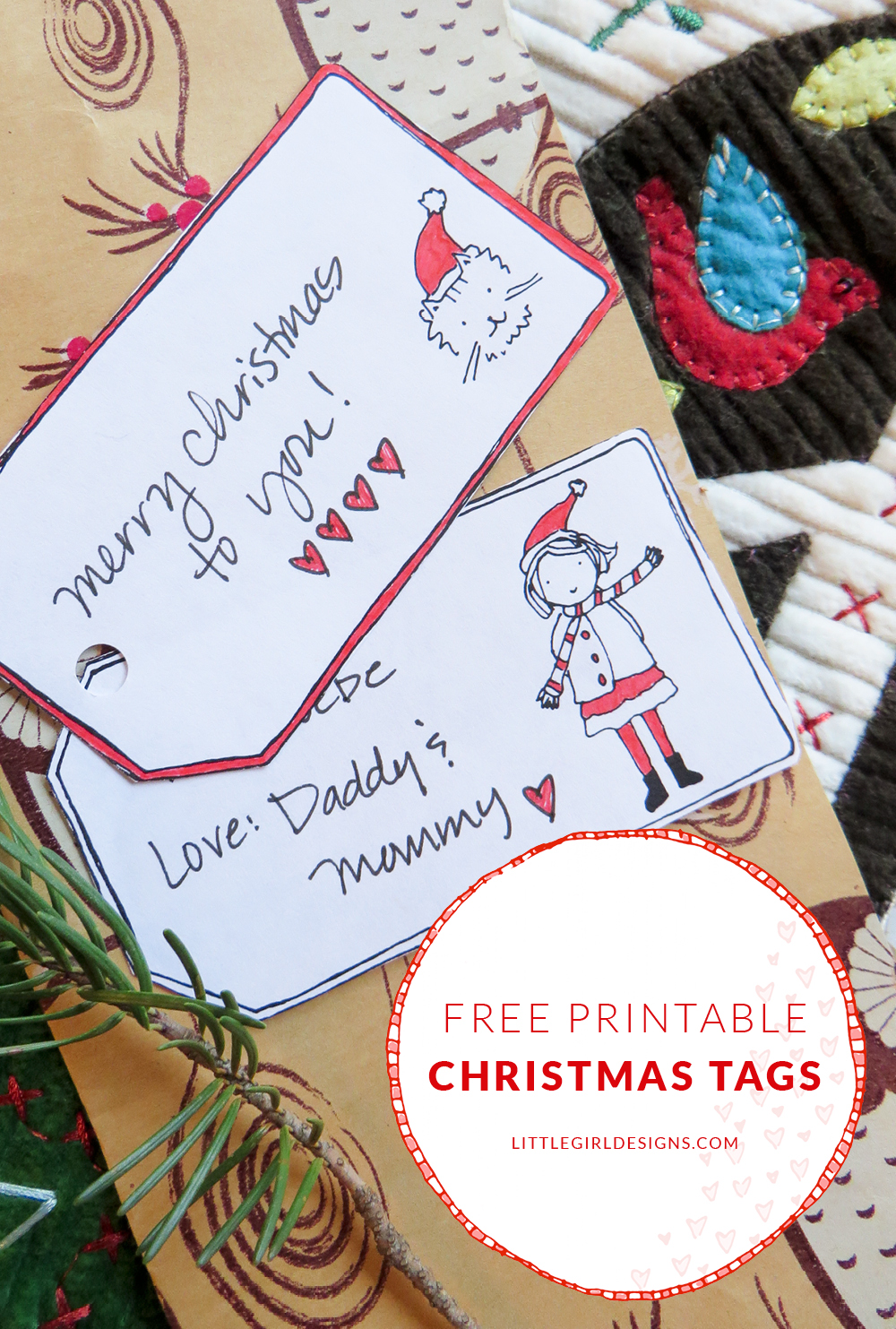 Free Printable Gift Tags - a set of sweet printable gift tags for you to download and enjoy @ littlegirldesigns.com