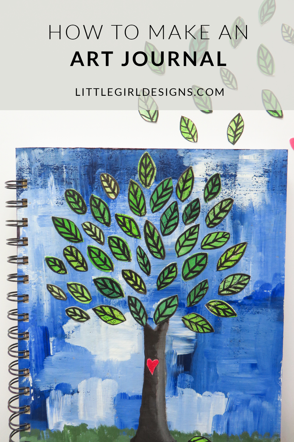 How to Make an Art Journal: Learn how to make your own art journal (or regular journal) using simple supplies (that you might just have already!) @ littlegirldesigns.com