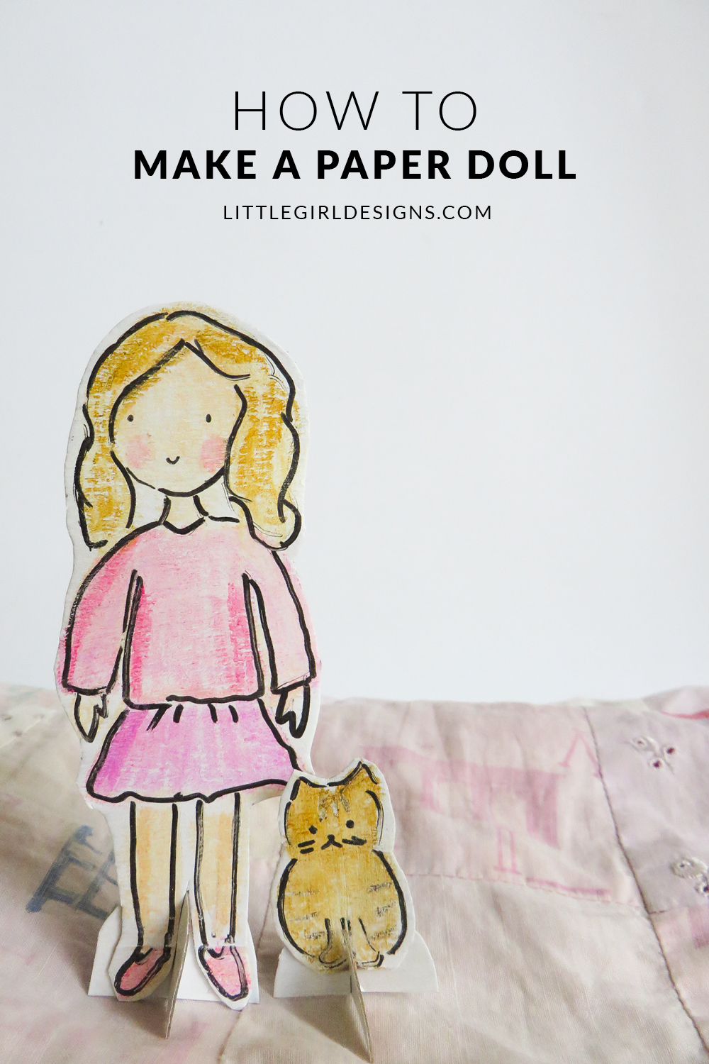 How to Make a Paper Doll - Here's a tutorial on how to make a sweet paper doll and her friend. You'll love how easy this is and might not want to give it away when you're finished! :) via littlegirldesigns.com
