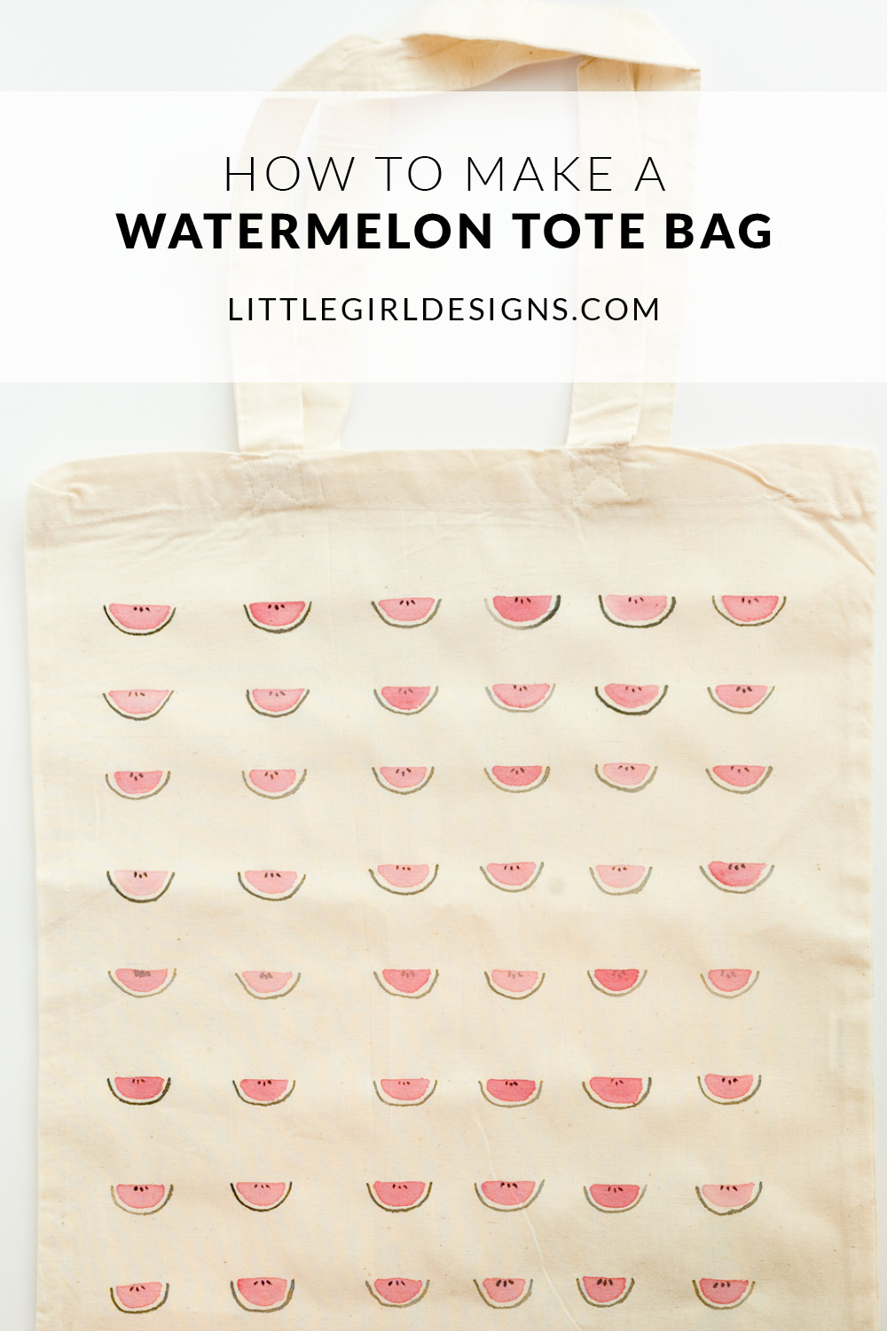Summer's here and what better way to celebrate than to make this sweet watermelon tote bag! You can whip it up in an afternoon and use it all summer long to carry summer novels from the library and delicious produce from the farmer's market. :)