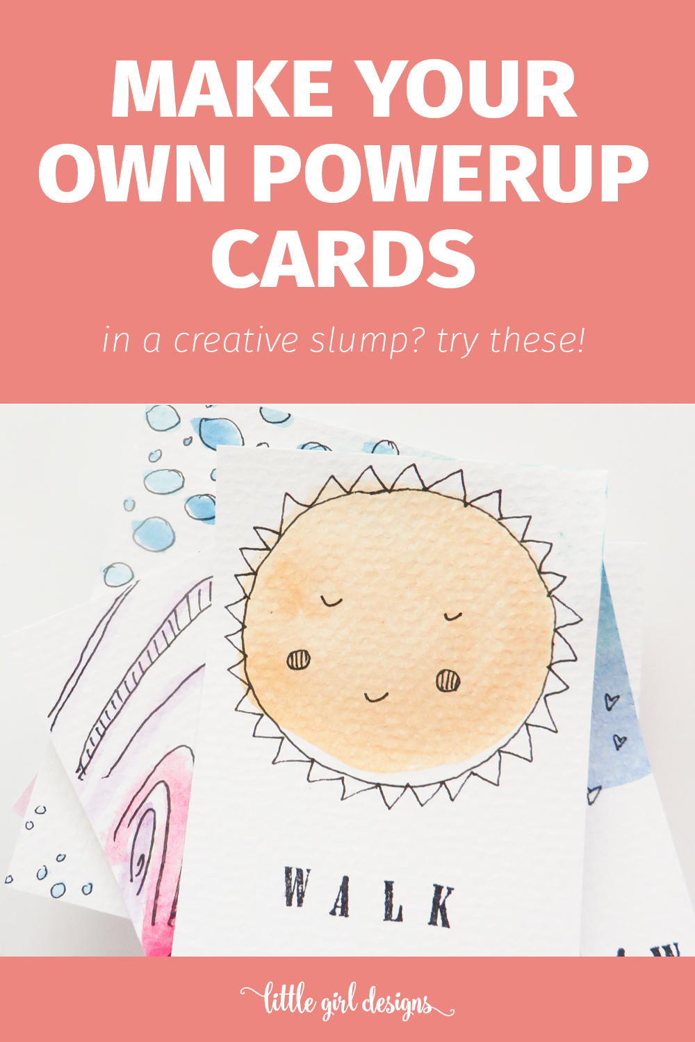 I need these in my life! This is a simple tutorial on how to make artist powerup cards—you know, just like the powerups you get when you play video games! These cards will help you get out of the creative doldrums and can be personalized to no end. Where have these been all my life?! :)