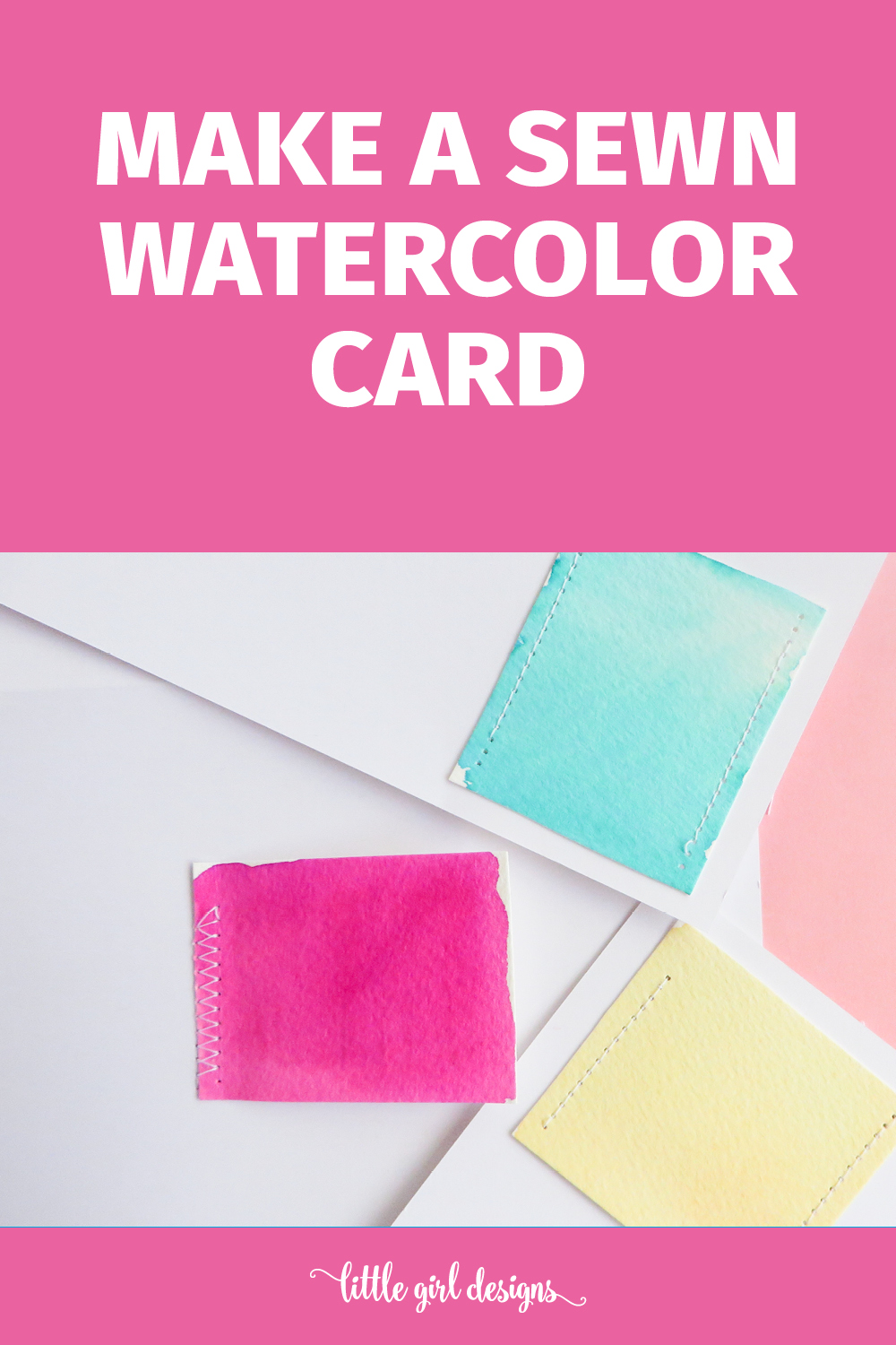 Make these simple sewn watercolor cards to send sweet snail mail or to send as a gift! What a great idea.
