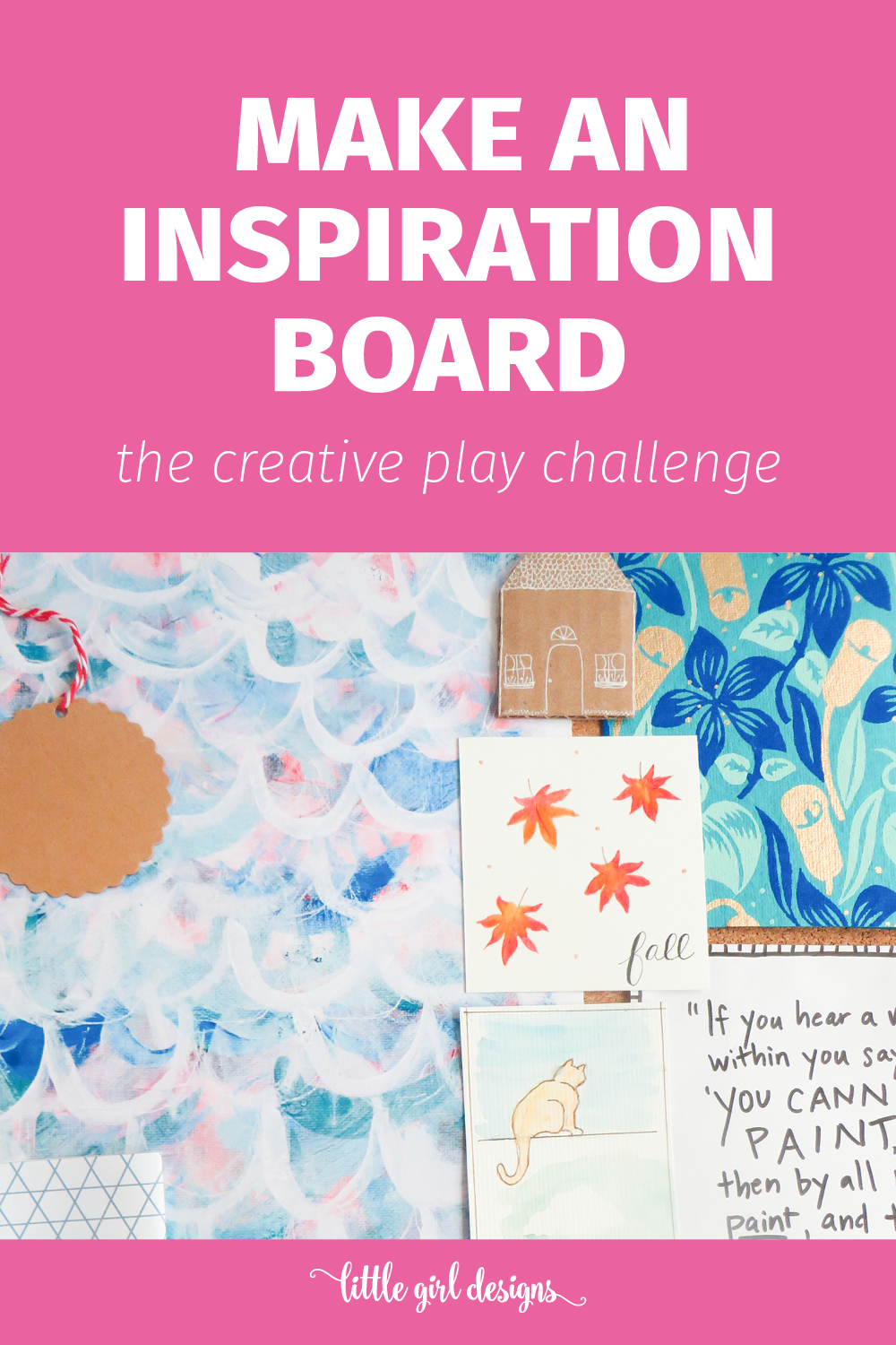 Gather your materials to make this DIY inspiration board. I love having one of these in my craft room and office as well as in my art journals.