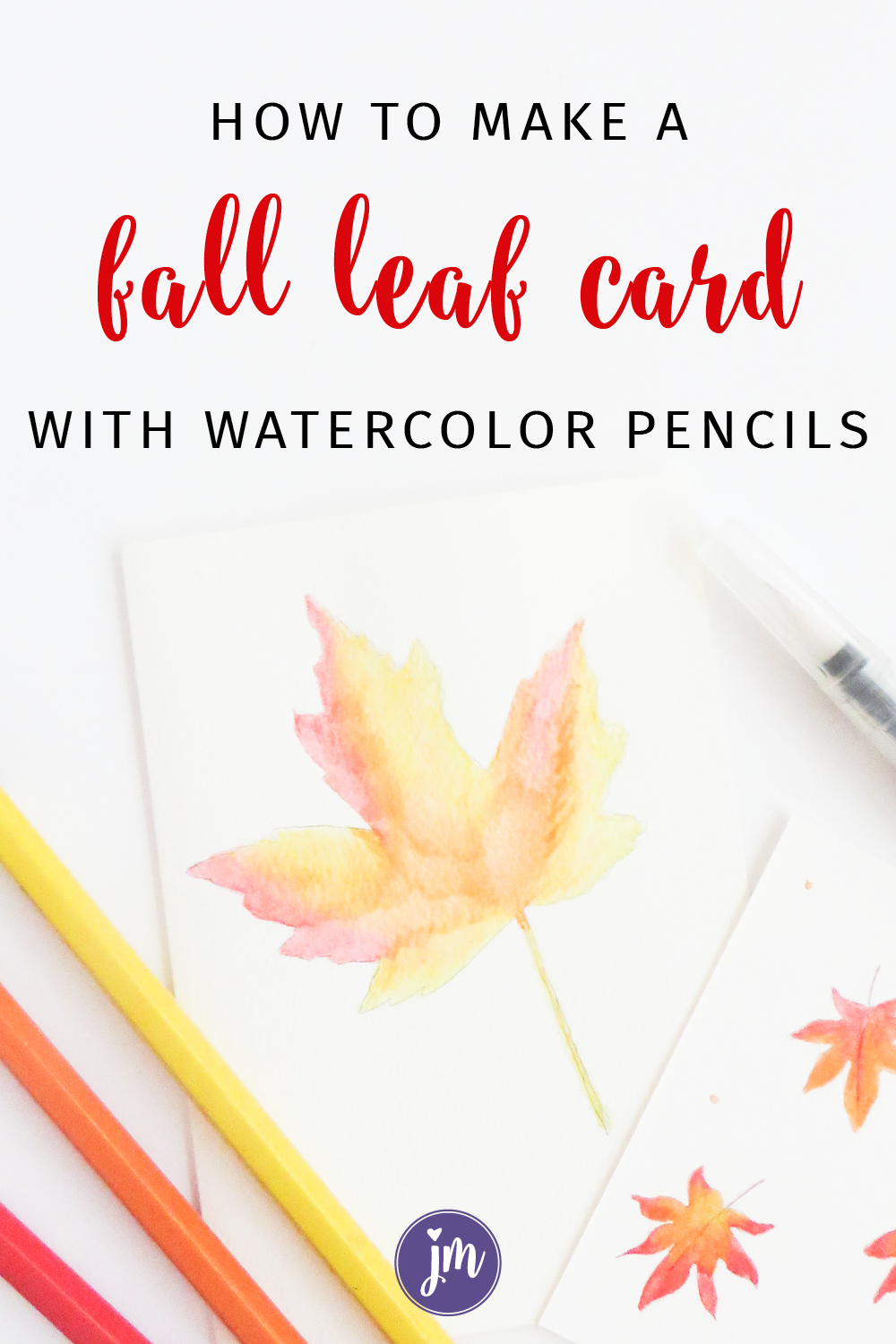 Learn how to make this pretty fall watercolor leaf card! It's sooo simple and will make your friend's day too! #snailmail #cardmaking